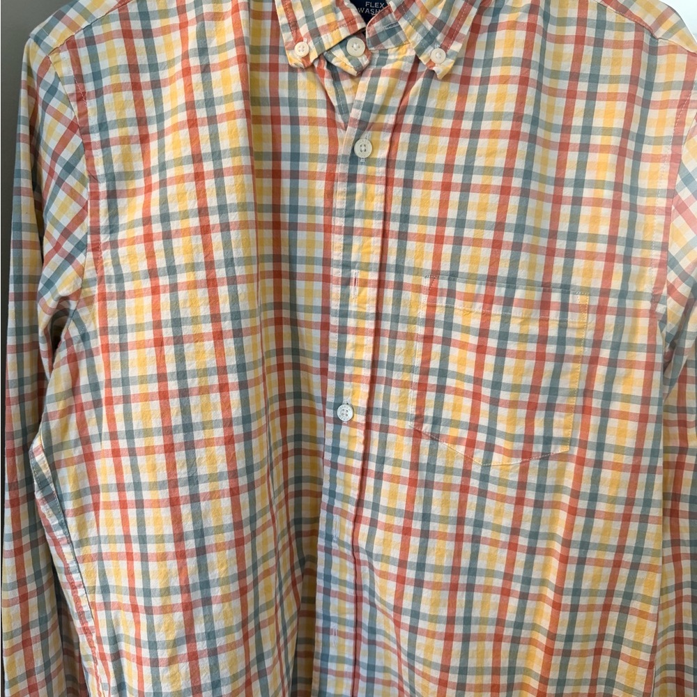 J Crew Button-Down Plaid Shirt in Yellow & Orange